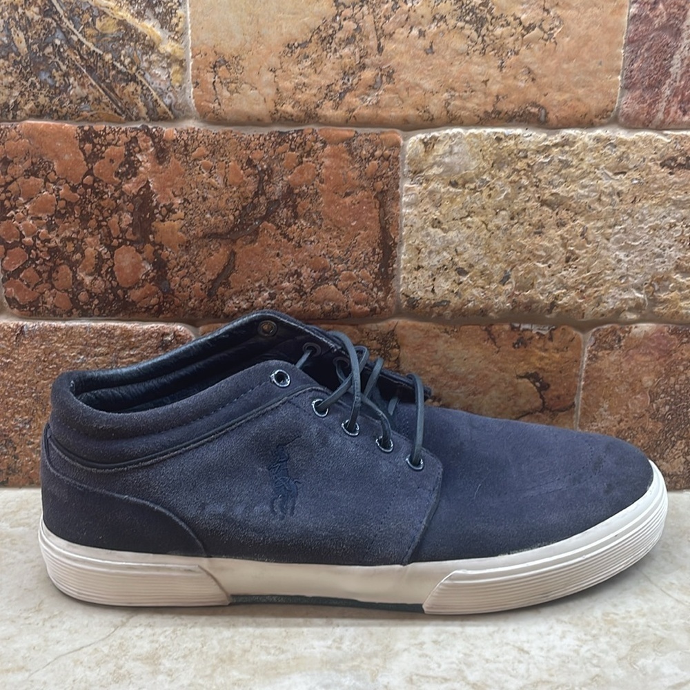 Polo Ralph Lauren Blue Sneakers Size 10.5 D Faxon Mid II Suede Lace Up Shoes - Picture 12 of 15